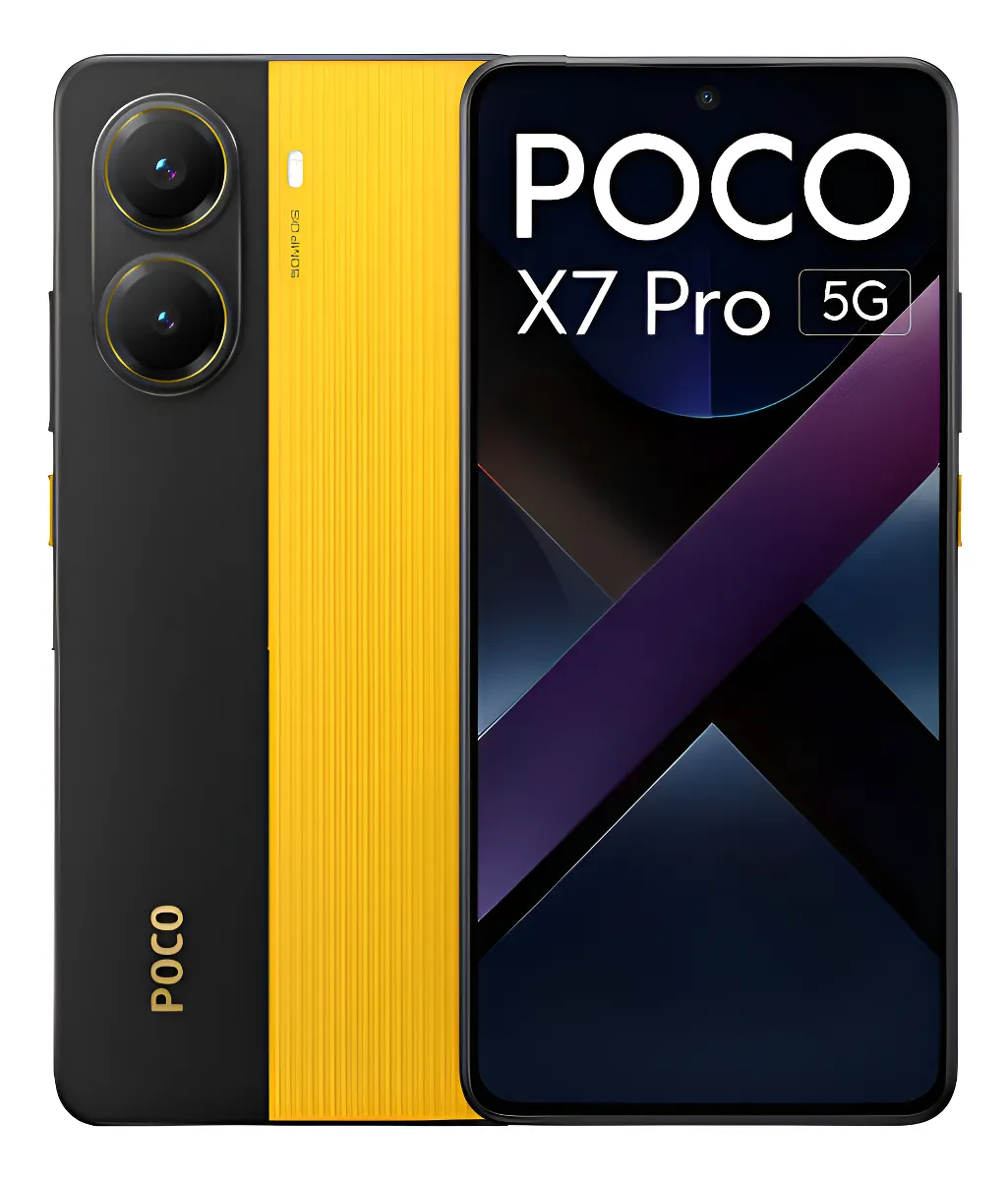 POCO X7 PRO em amarelo, traseira com câmeras
